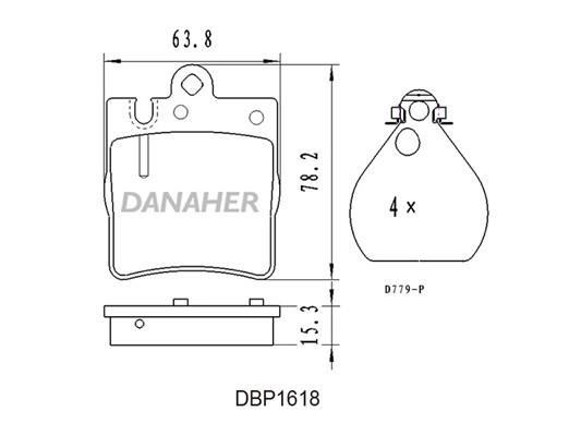 Danaher DBP1618 Brake Pad Set, disc brake DBP1618