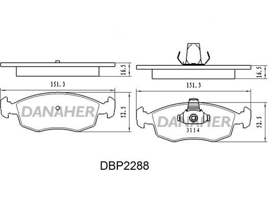 Danaher DBP2288 Front disc brake pads, set DBP2288