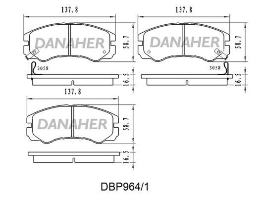 Danaher DBP964/1 Brake Pad Set, disc brake DBP9641