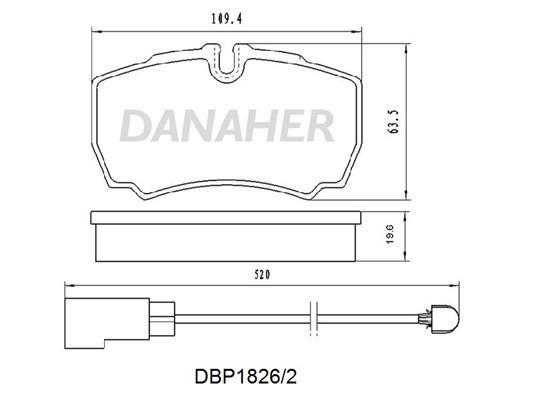 Danaher DBP1826/2 Brake Pad Set, disc brake DBP18262