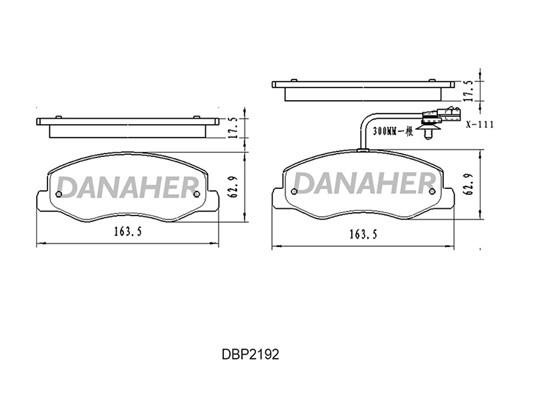 Danaher DBP2192 Brake Pad Set, disc brake DBP2192