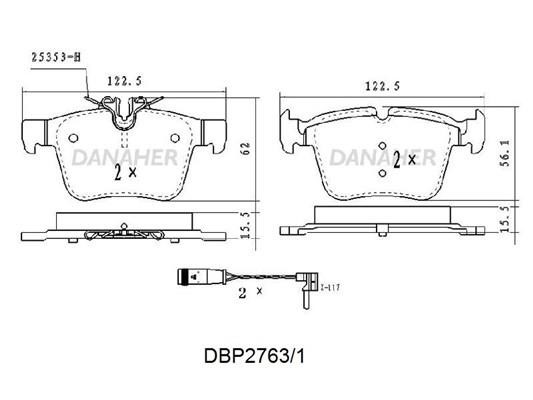 Danaher DBP2763/1 Brake Pad Set, disc brake DBP27631