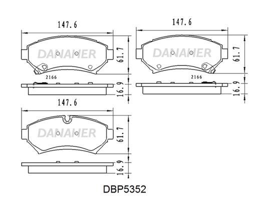Danaher DBP5352 Front disc brake pads, set DBP5352