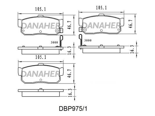 Danaher DBP975/1 Brake Pad Set, disc brake DBP9751