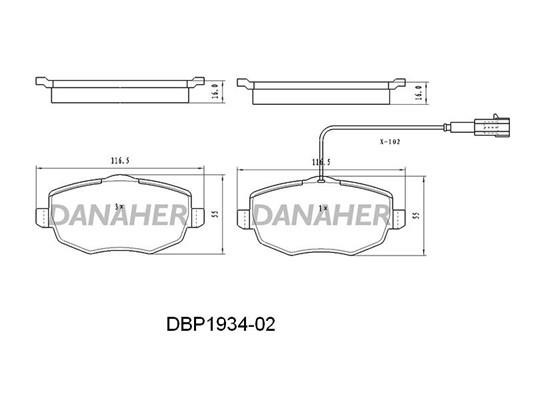 Danaher DBP1934-02 Brake Pad Set, disc brake DBP193402