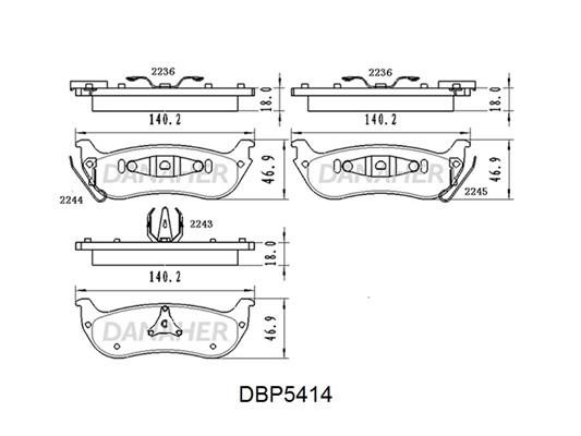 Danaher DBP5414 Front disc brake pads, set DBP5414