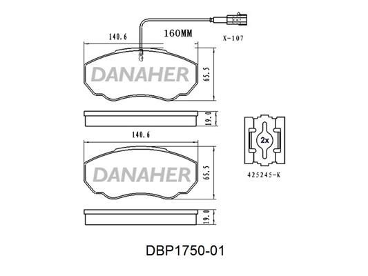 Danaher DBP1750-01 Brake Pad Set, disc brake DBP175001