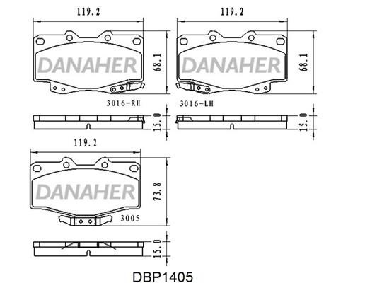 Danaher DBP1405 Brake Pad Set, disc brake DBP1405