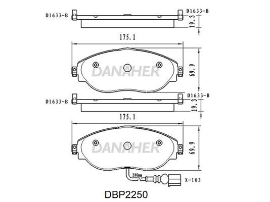 Danaher DBP2250 Brake Pad Set, disc brake DBP2250