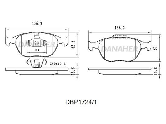 Danaher DBP1724/1 Brake Pad Set, disc brake DBP17241