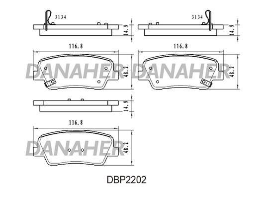 Danaher DBP2202 Brake Pad Set, disc brake DBP2202