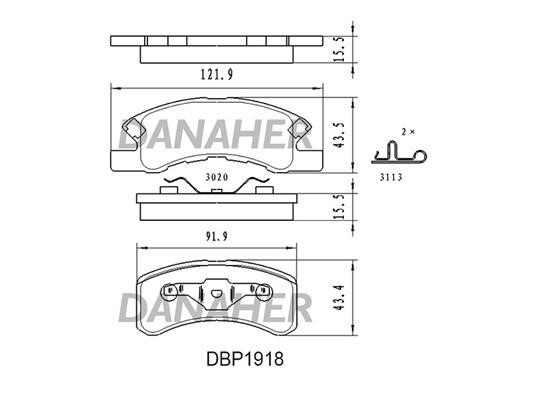 Danaher DBP1918 Brake Pad Set, disc brake DBP1918