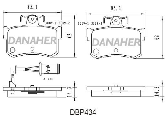 Danaher DBP434 Brake Pad Set, disc brake DBP434
