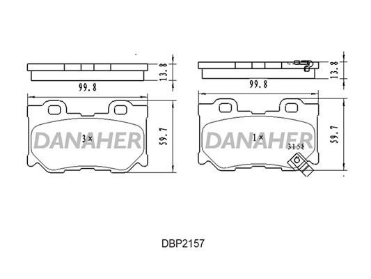 Danaher DBP2157 Brake Pad Set, disc brake DBP2157
