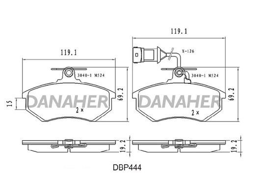 Danaher DBP444 Brake Pad Set, disc brake DBP444