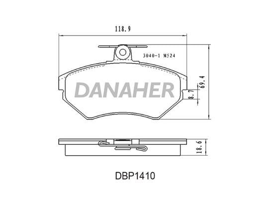 Danaher DBP1410 Brake Pad Set, disc brake DBP1410