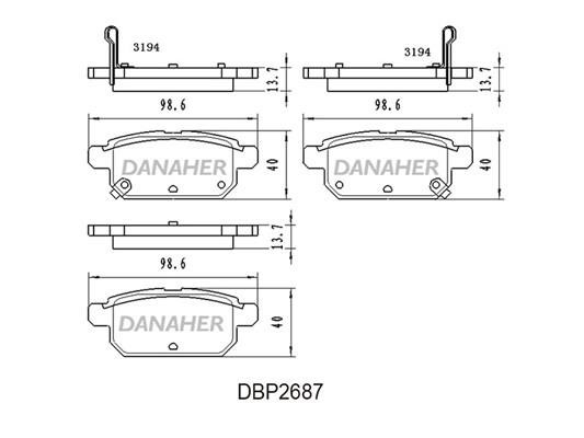 Danaher DBP2687 Brake Pad Set, disc brake DBP2687