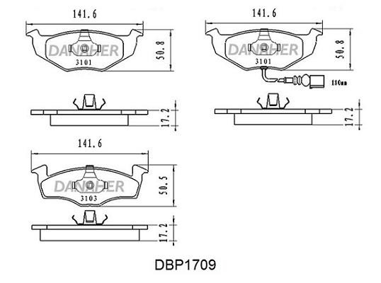 Danaher DBP1709 Brake Pad Set, disc brake DBP1709
