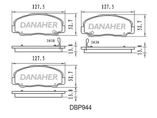 Danaher DBP944 Brake Pad Set, disc brake DBP944