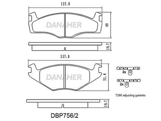 Danaher DBP756/2 Brake Pad Set, disc brake DBP7562