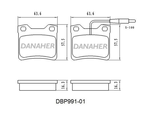 Danaher DBP991-01 Brake Pad Set, disc brake DBP99101