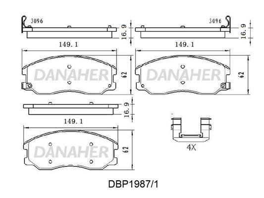 Danaher DBP1987/1 Brake Pad Set, disc brake DBP19871