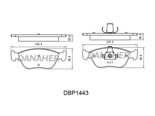Danaher DBP1443 Brake Pad Set, disc brake DBP1443