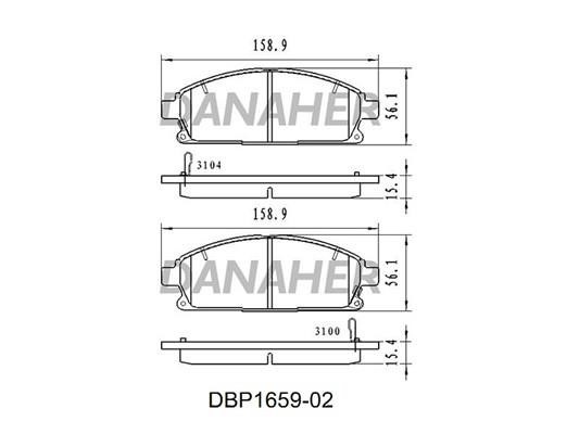Danaher DBP1659-02 Brake Pad Set, disc brake DBP165902