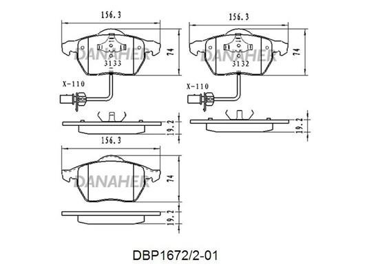 Danaher DBP1672/2-01 Brake Pad Set, disc brake DBP1672201