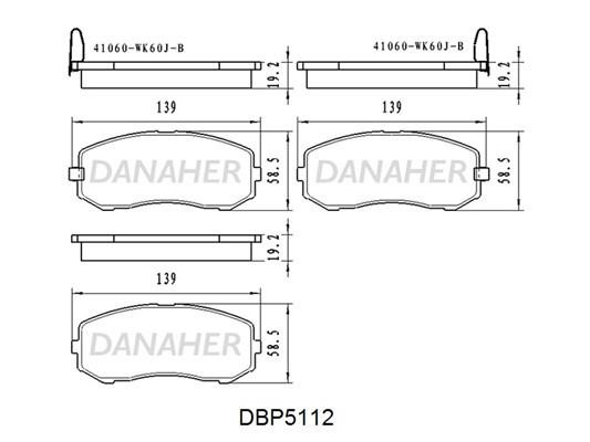 Danaher DBP5112 Brake Pad Set, disc brake DBP5112