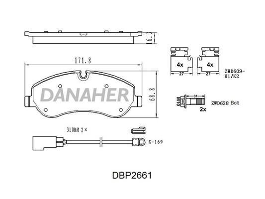 Danaher DBP2661 Brake Pad Set, disc brake DBP2661