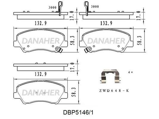 Danaher DBP5146/1 Brake Pad Set, disc brake DBP51461