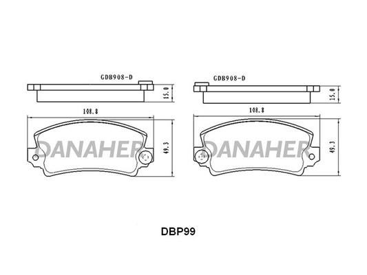 Danaher DBP99 Brake Pad Set, disc brake DBP99