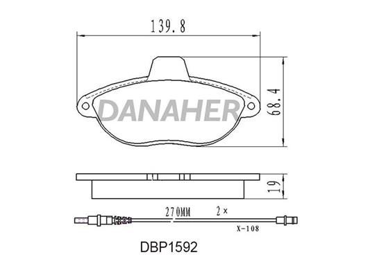 Danaher DBP1592 Brake Pad Set, disc brake DBP1592