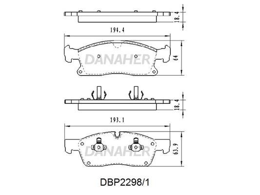 Danaher DBP2298/1 Brake Pad Set, disc brake DBP22981