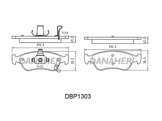 Danaher DBP1303 Brake Pad Set, disc brake DBP1303