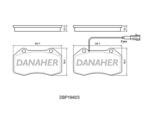 Danaher DBP1940/3 Brake Pad Set, disc brake DBP19403
