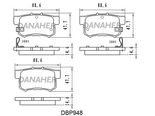 Danaher DBP948 Brake Pad Set, disc brake DBP948