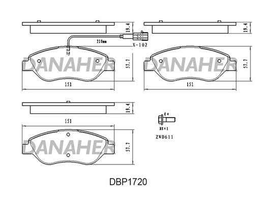 Danaher DBP1720 Brake Pad Set, disc brake DBP1720