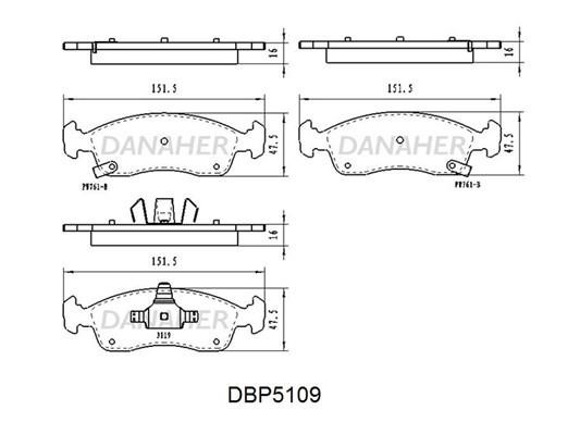Danaher DBP5109 Front disc brake pads, set DBP5109