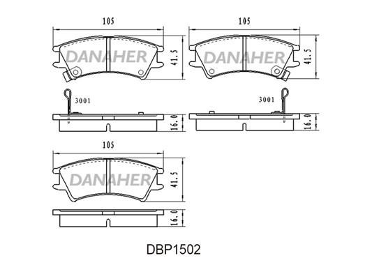 Danaher DBP1502 Brake Pad Set, disc brake DBP1502