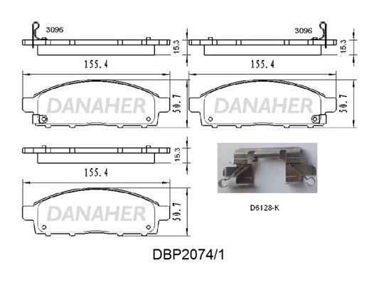 Danaher DBP2074/1 Brake Pad Set, disc brake DBP20741