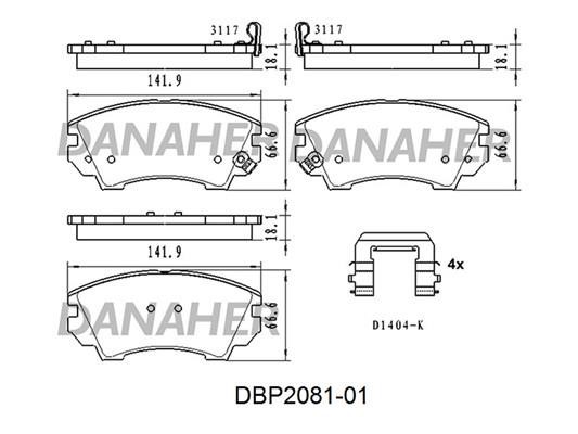 Danaher DBP2081-01 Brake Pad Set, disc brake DBP208101