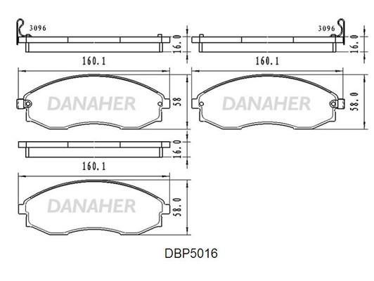 Danaher DBP5016 Brake Pad Set, disc brake DBP5016