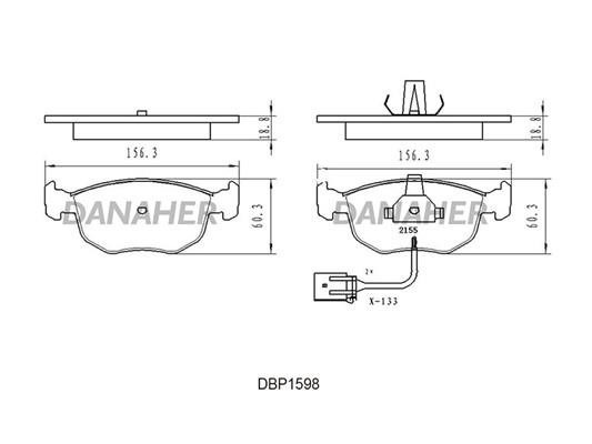 Danaher DBP1598 Brake Pad Set, disc brake DBP1598