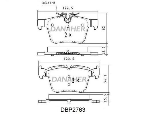 Danaher DBP2763 Brake Pad Set, disc brake DBP2763