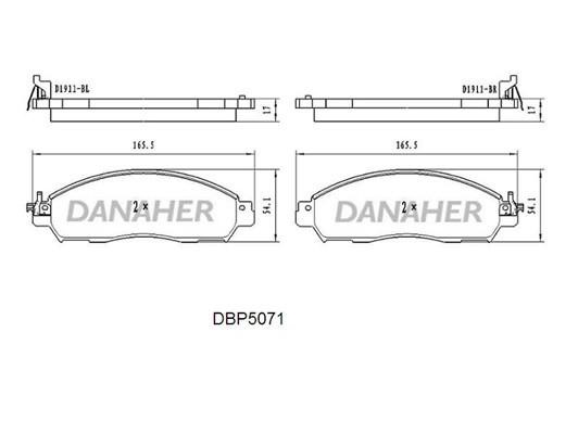 Danaher DBP5071 Brake Pad Set, disc brake DBP5071