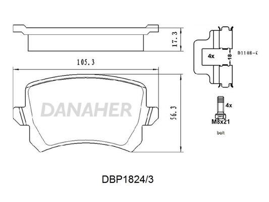 Danaher DBP1824/3 Brake Pad Set, disc brake DBP18243