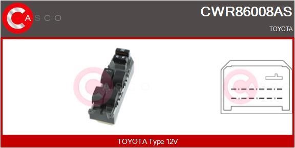 Window control switch Toyota: CWR86008AS Casco Window regulator button block