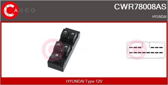 Window control switch Hyundai Getz: CWR78008AS Casco Window regulator button block